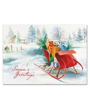 Masterpiece Studios Holiday Collection 16 Boxed Christmas Cards Envelopes Sleigh