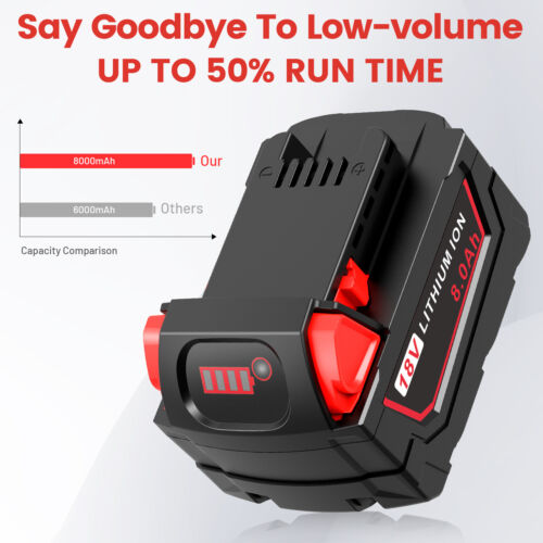 2x 8.0AH Battery For Milwaukee For M18 18V Lithium Extended Capacity 48-11-1860 - Picture 8 of 11