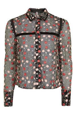 topshop sheer black blouse