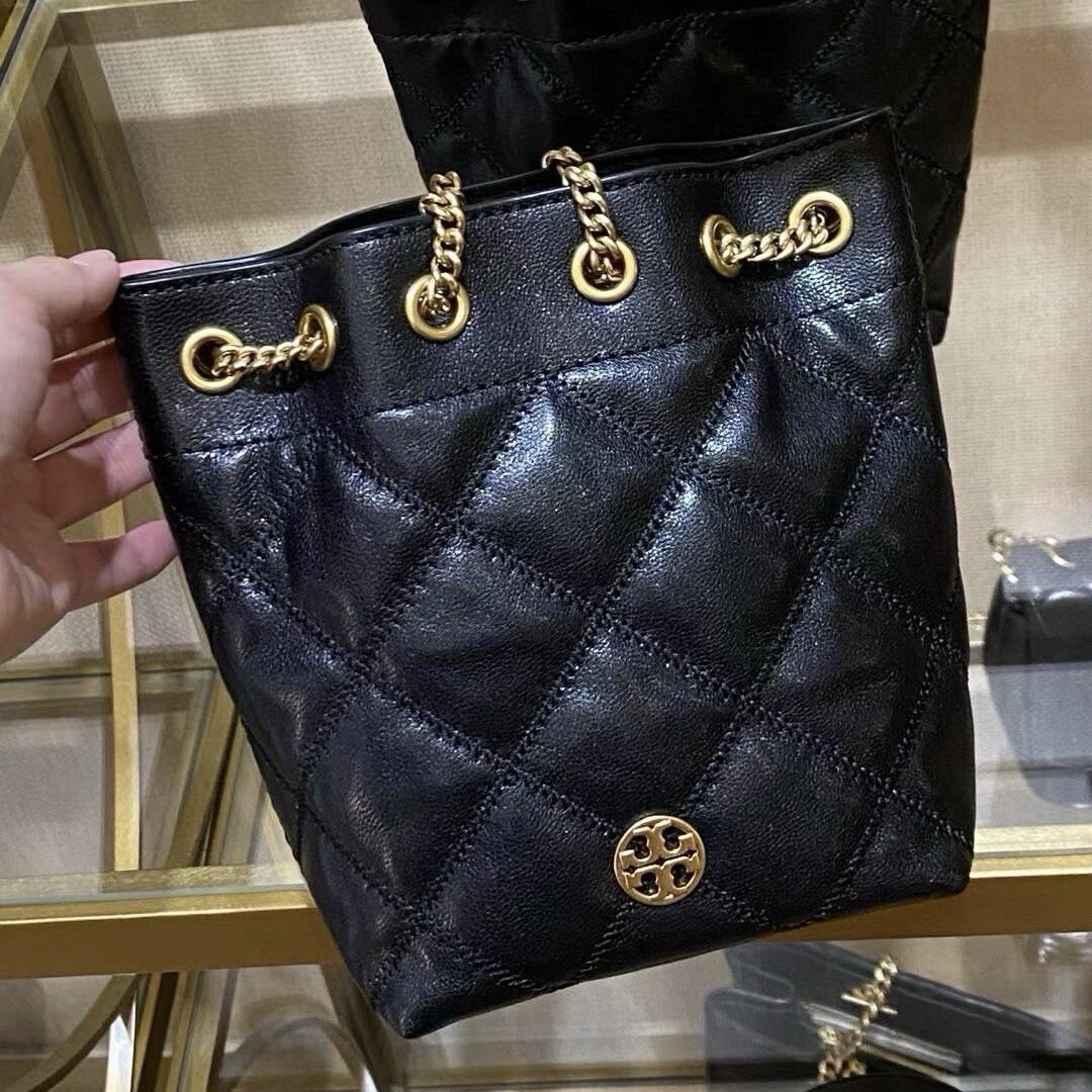 新作★Tory Burch Willa Small Drawstring Bag 163517 NWT Tory Burch Willa Small Drawstring Bag Gold Hardware