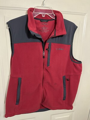 L L Bean Men's Fleece  Full Zip Front. Size  Large. Red/Gray