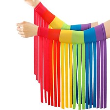 Rainbow Arm Warmer Halloween Rainbow Fringe Rave Outfits Women Fringe Warmer ...