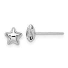 6.5mm 14k White Gold Polished Small Puffed Star Post Earrings
