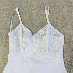 Vintage Kayser Full Slip White Lace Lined Top Slip Sz 32 Adjustable Straps