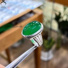 Natural Green Yemeni Aqeeq Agate Stone Ring Handmade Islamic Shia Jewelry