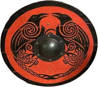 24'' Medieval Knight Warrior Wooden Viking Round shield ,Armor Templar Shield