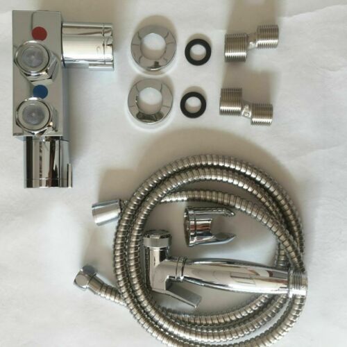 Thermostatic Bidets Toilet Valve Douche Kit Muslim Spray Shower Chrome or Black - Picture 8 of 17
