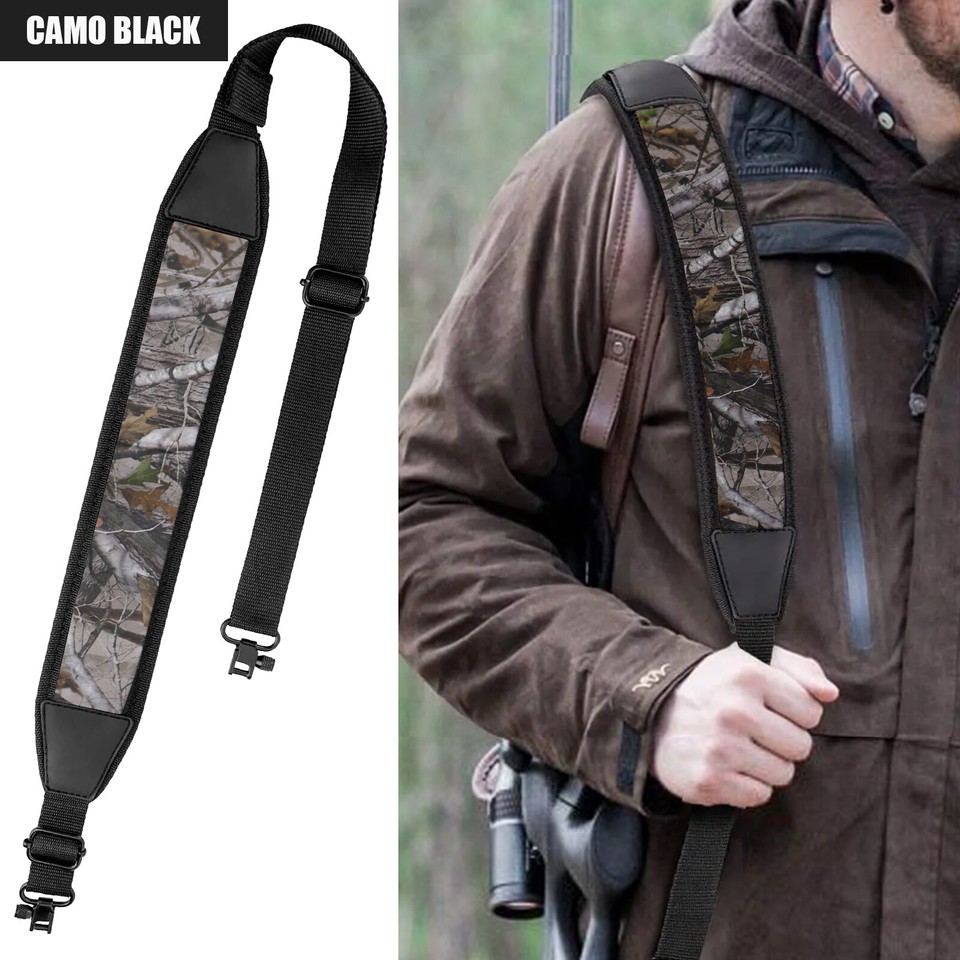 2-Point Adjustable Rifle Sling With Padded Neoprene Shoulder Strap & Swivels