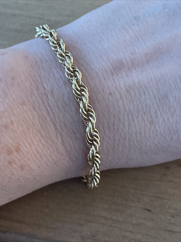 Gold Tone Sterling Silver Twisted Braided Chain Bracelet 7.5” - Picture 5 of 5