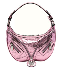 AUTH NWT 1850 Versace La Medusa Repeat Metallic Leather Top Handle Crossbody