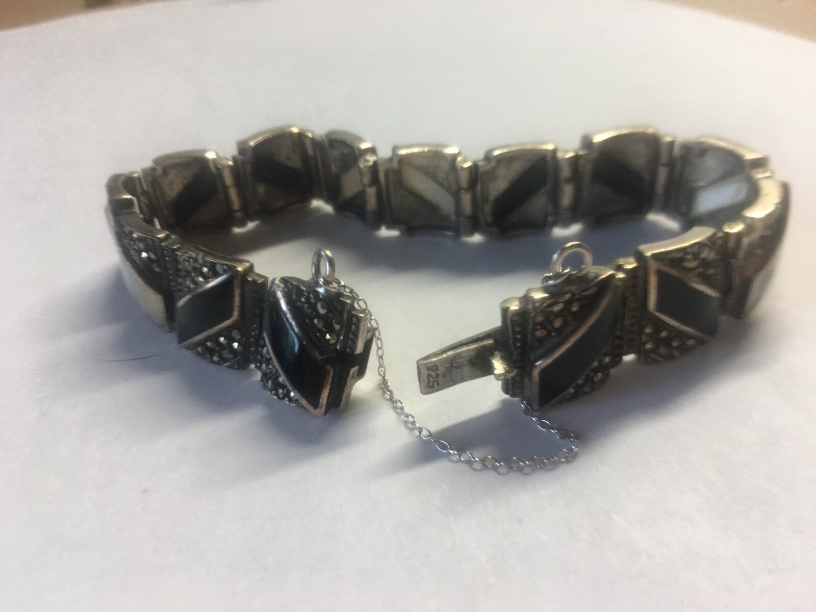 925 Solid Sterling Silver Square Link Bracelet 33… - image 6