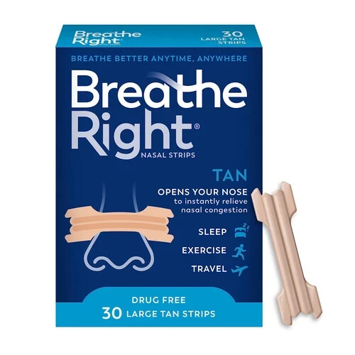 Original Tan Nasal Strips - 30 Count for Snoring Relief & Congestion Control - Picture 1 of 1
