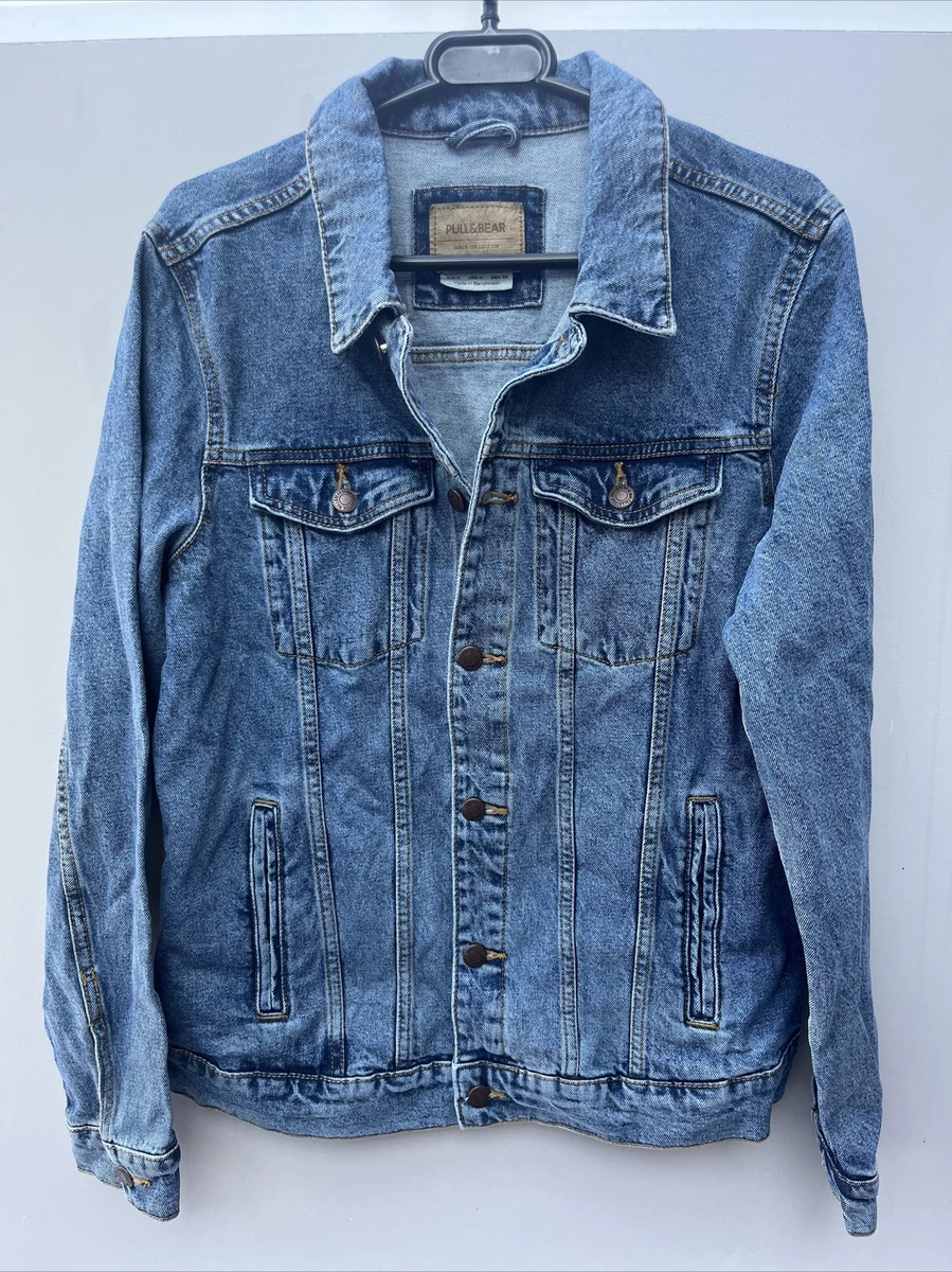 Pull Bear Mens Denim Button Up Collared Jeans Casual Jacket Size M