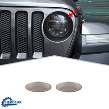 2x Front Headlight Lamp Cover Decor Trim For Jeep Wrangler JL JT 2018+ Black ABS