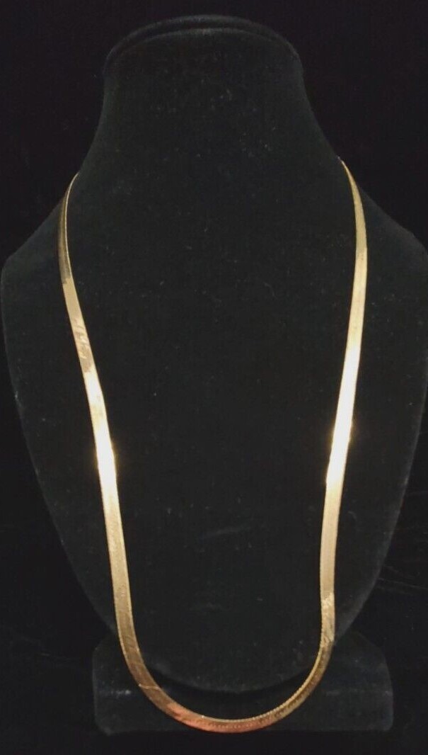 14k YELLOW GOLD HERRINGBONE NECKLACE 4mm Gem