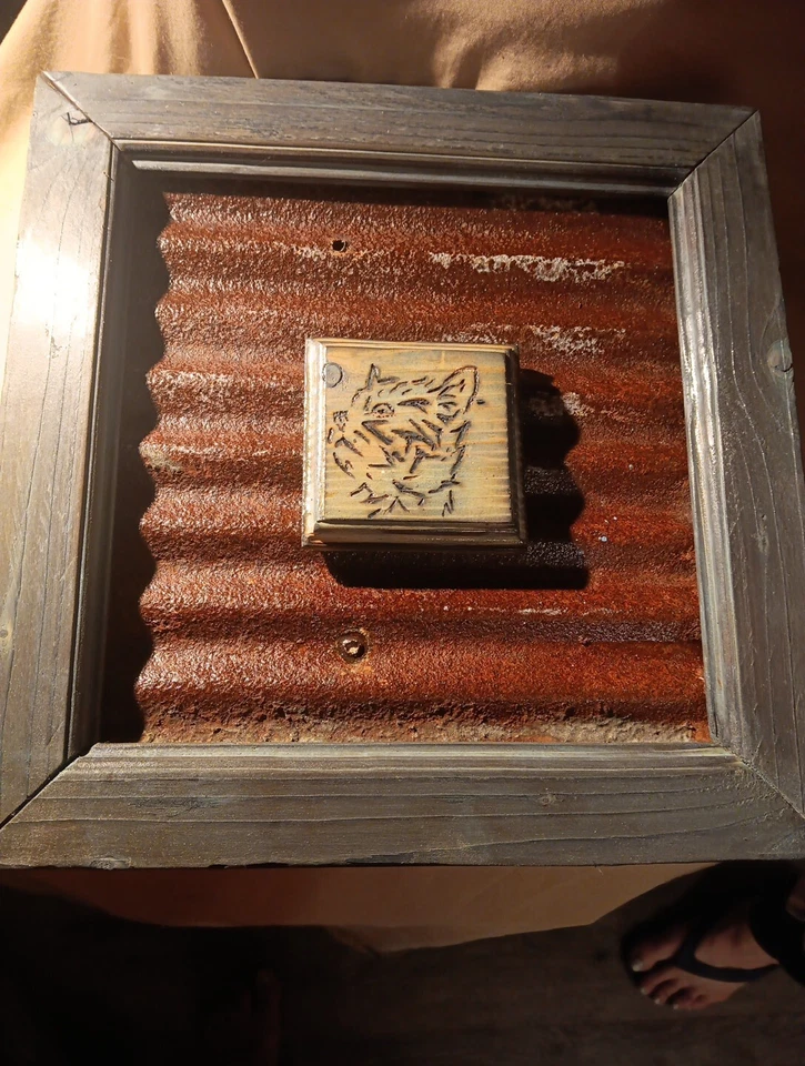 Rustic Wall Art With Cat/kitten - Image 2 of 4