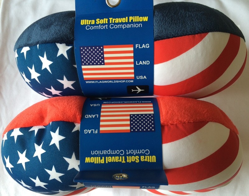 BLUE The Original Snap On Microbead Travel Pillow American Flag / Stars Stripes