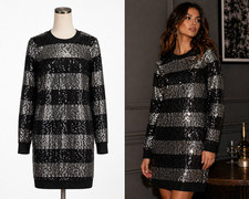 Michael Kors Size M Sweater Dress Disco Glam Silver Glam Party NYE Cocktail Luxe