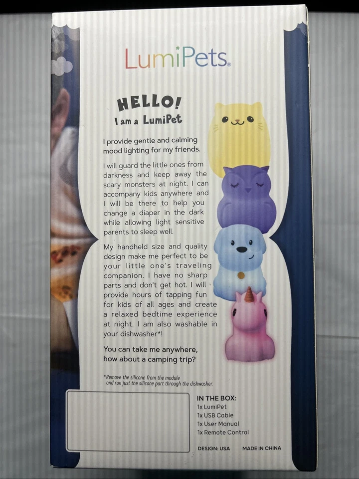 LumiPets Rabbit Night Light with Remote Control Rechargeable 9 Color Light New - Image 3 of 4