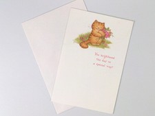 Gibson Greetings Thank You Card Jean V. O'Brien Cat Flowers Made in USA