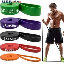 Natural Latex Resistance Bands Set 5 Pull Up Bands Fitness Home Gym Workout New