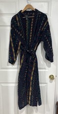 VTG Bill Blass Menswear Cotton Robe Retro Checkered Terrycloth Belt 90s Boho B26
