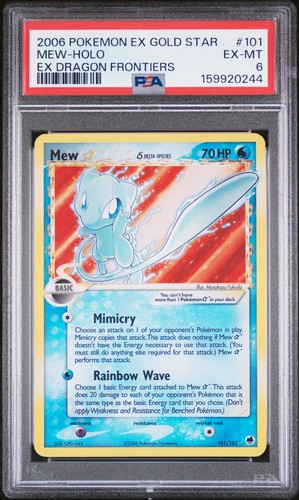 2006 POKEMON EX DRAGON FRONTIERS GOLD STAR #101 MEW-HOLO PSA 6