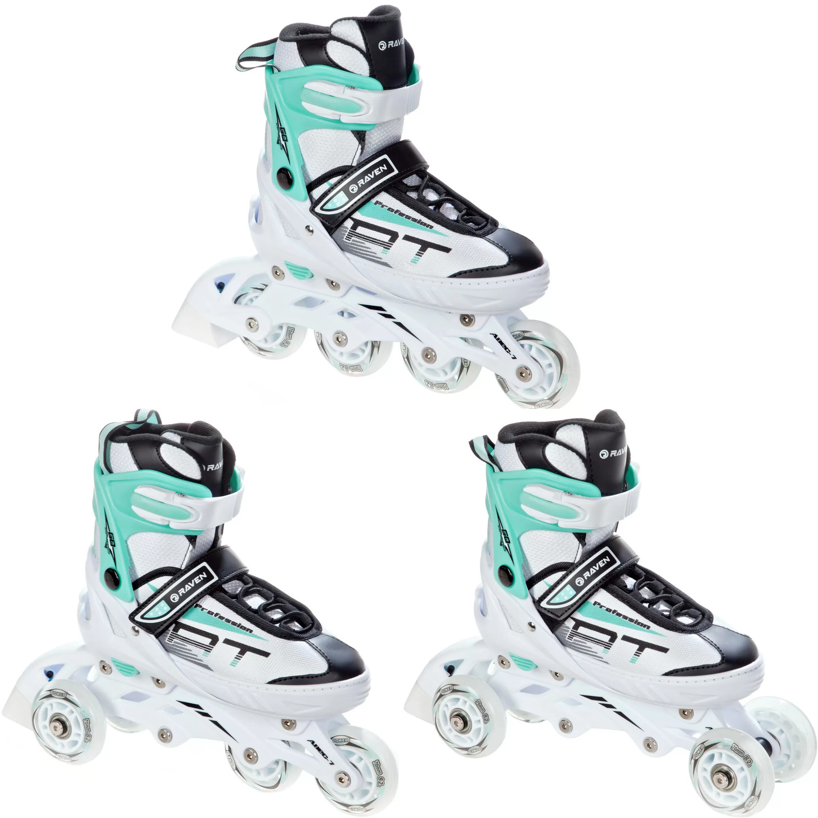 Roller en ligne menthe triskate modulable pour adulte et enfant taille M