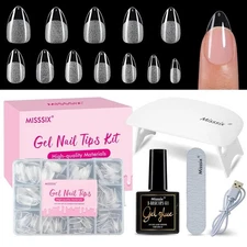 "Gel X Nail Kit, Gel x Nail Tips Medium Square, 9-in-One Nail Glue & Portable U