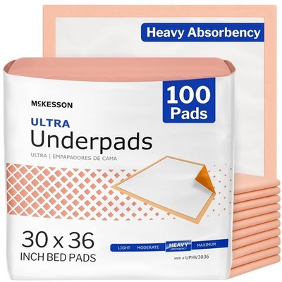 McKesson 30x36 Disposable Underpads 100ct Heavy Absorbent Chux Bed Pads for Adul