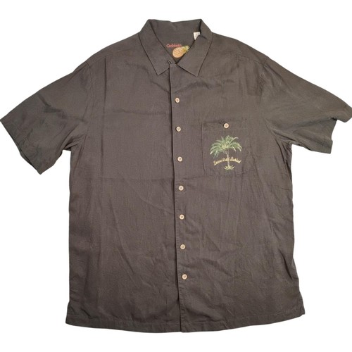 Caribbean Shirt Men's XLT Brown Back Panel Paradise Island Sand Bar Palm Tree - Picture 2 of 10