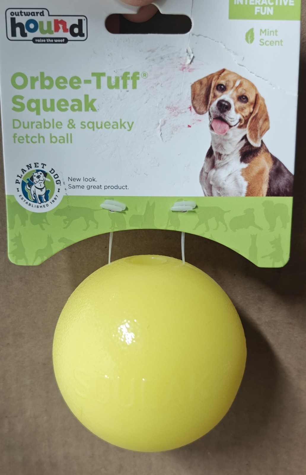 Planet Dog Outward Hound Orbee-Tuff Squeak Ball Yellow Dog Fetch Toy