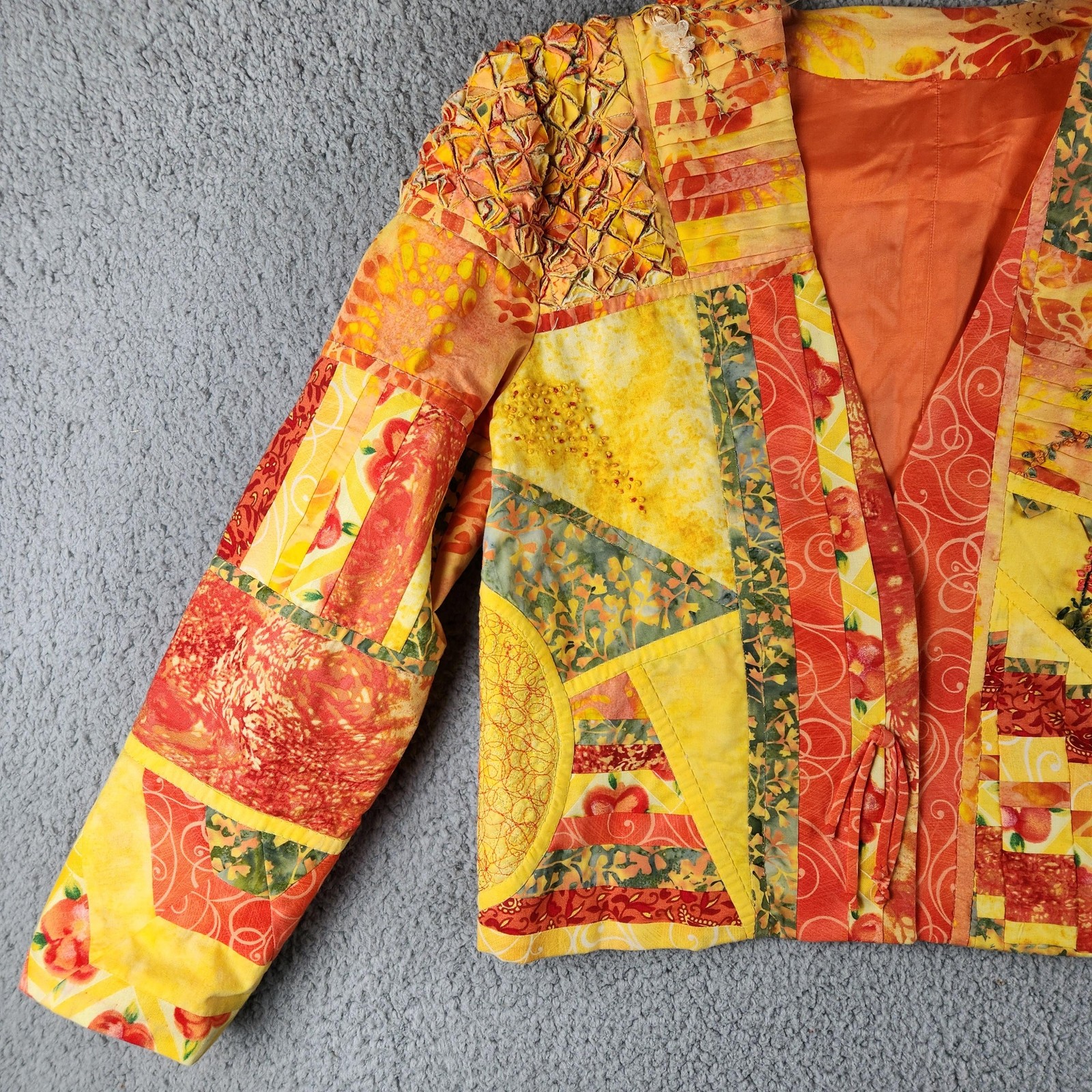 Handmade Patchwork Quilted Jacket Womens Medium O… - image 2