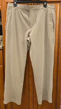 IZOD GOLF PANTS MENS 34/30 BEIGE STRETCH POLYESTER MATERIAL MESH HAND POCKETS