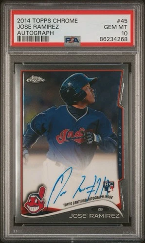 Jose Ramirez 2014 Topps Chrome Baseball Auto PSA 10 RC Rookie Card Indians #45
