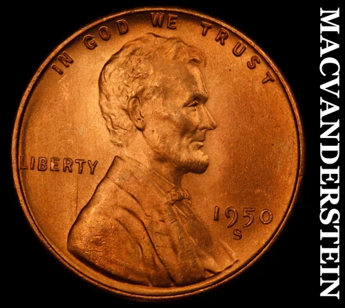 1950-S Lincoln Wheat Cent- Choice Gem Brilliant Unc Luster No Reserve #J943