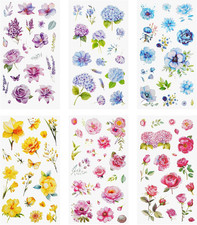 375 PCS Transparent Flower Stickers, 18 Sheets Pressed Flower Themed Stickers Co