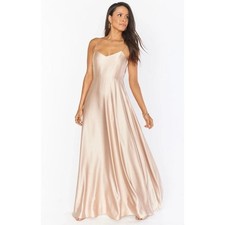 New Show Me Your Mumu Champagne Luxe Satin Faith Maxi Dress Size Large