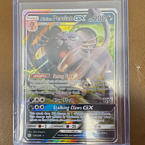 Pokémon TCG Alolan Persian GX Sm-Cosmic Eclipse 129/236 Holo Ultra Rare Eng