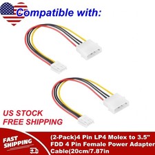 2-Pack 4 Pin LP4 Molex to 3.5" FDD 4 Pin Female Power Adapter Cable 20cm/7.87in