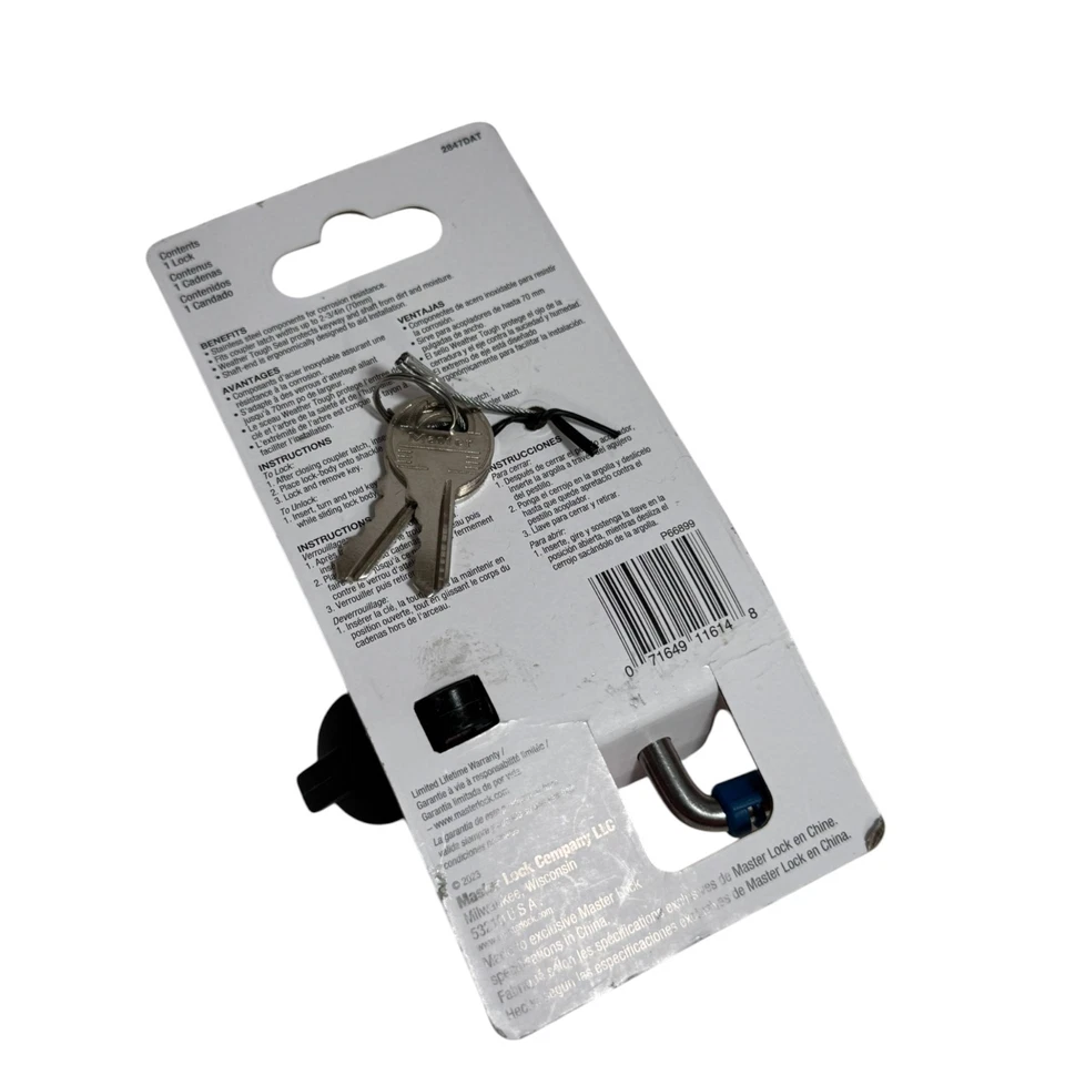 Master Lock Trailer Lock, Stainless Steel Adjustable Coupler Latch Lock, 2847DAT - Image 3 of 3