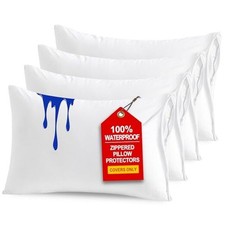 4 Pack Zippered Waterproof Standard Pillow Standard 20 x 26 Inches White