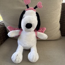 Hallmark Peanuts Cupid Snoopy Dog Valentine  s Day Plush Pink Angel Wings 17  