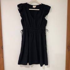 Universal Thread Ruffle Sleeve Mini Dress Women Small Black Smocked Cottagecore