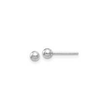 14k White Gold Ball Stud Earrings Minimalist Unisex Classic Post Lightweight