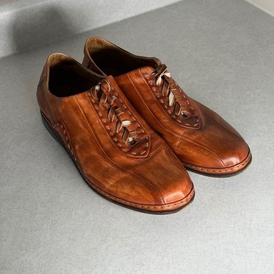 Pakerson Cuoio Mens Leather Brown Lace Up Shoes Handmade Italy Size 41.5