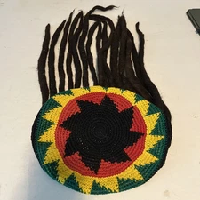 Bob Marley Vintage 90s Rasta Jamaica Wig Cap Costume Dreadlocks Skully Hair