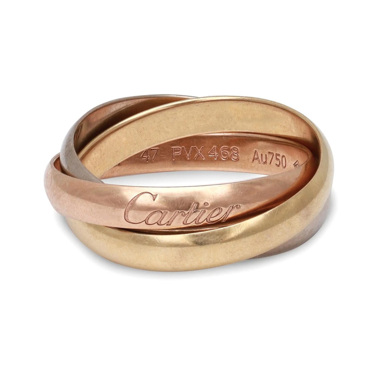 Cartier Trinity Ring Small Model 18K White Yellow Rose Gold Size