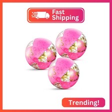 BBTO 3 Pieces Pink Beach Balls 16 Inch Inflatable Glitter Play
