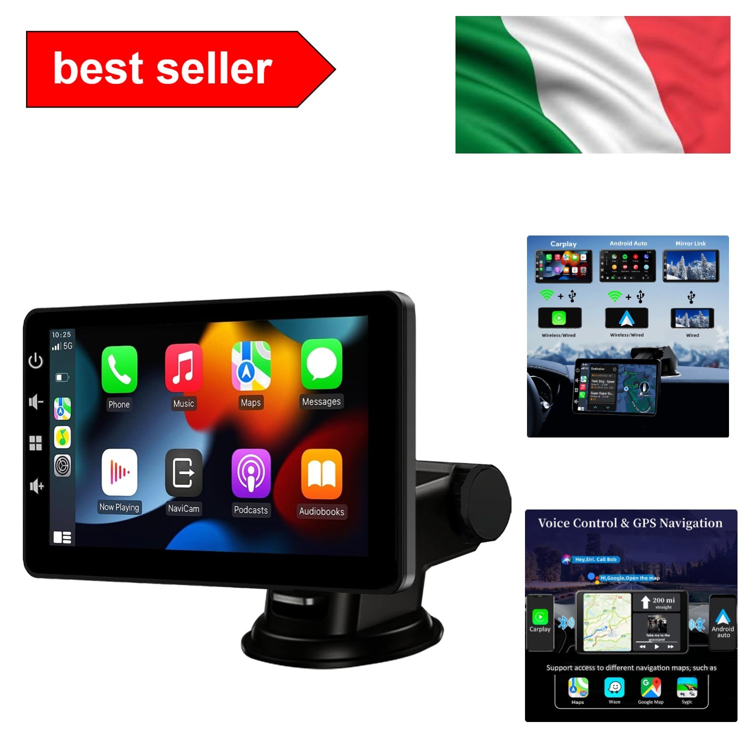 Autoradio Portatile con Wireless Carplay Android Auto - 7 Pollici Touchscreen...